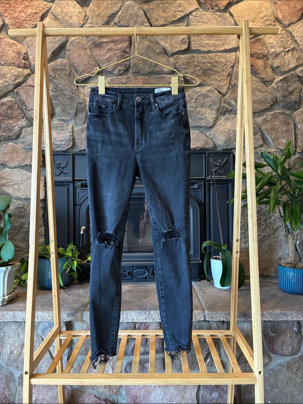 Cosmic Blue Love Arianna Super Skinny Distressed High Rise Jean